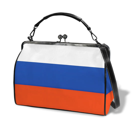 Russia Flag Inspired Kisslock Crossbody Shoulder Bag-Large