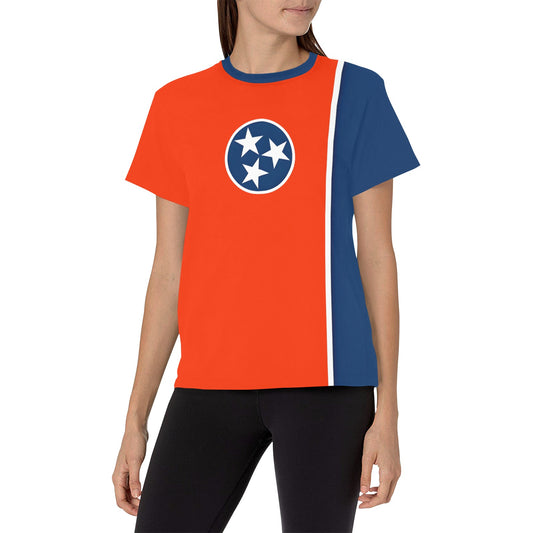 Tennessee Flag Inspired Women's All Over Print Crew Neck T-Shirt(T40-2)(Made in Queens)