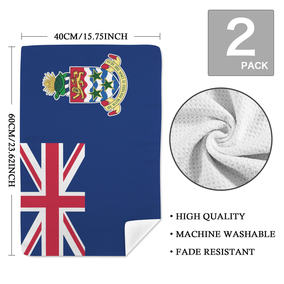 Cayman Islands Flag Inspired Kitchen Towel 40X60cm (Pack of 2) | Printed In the USA