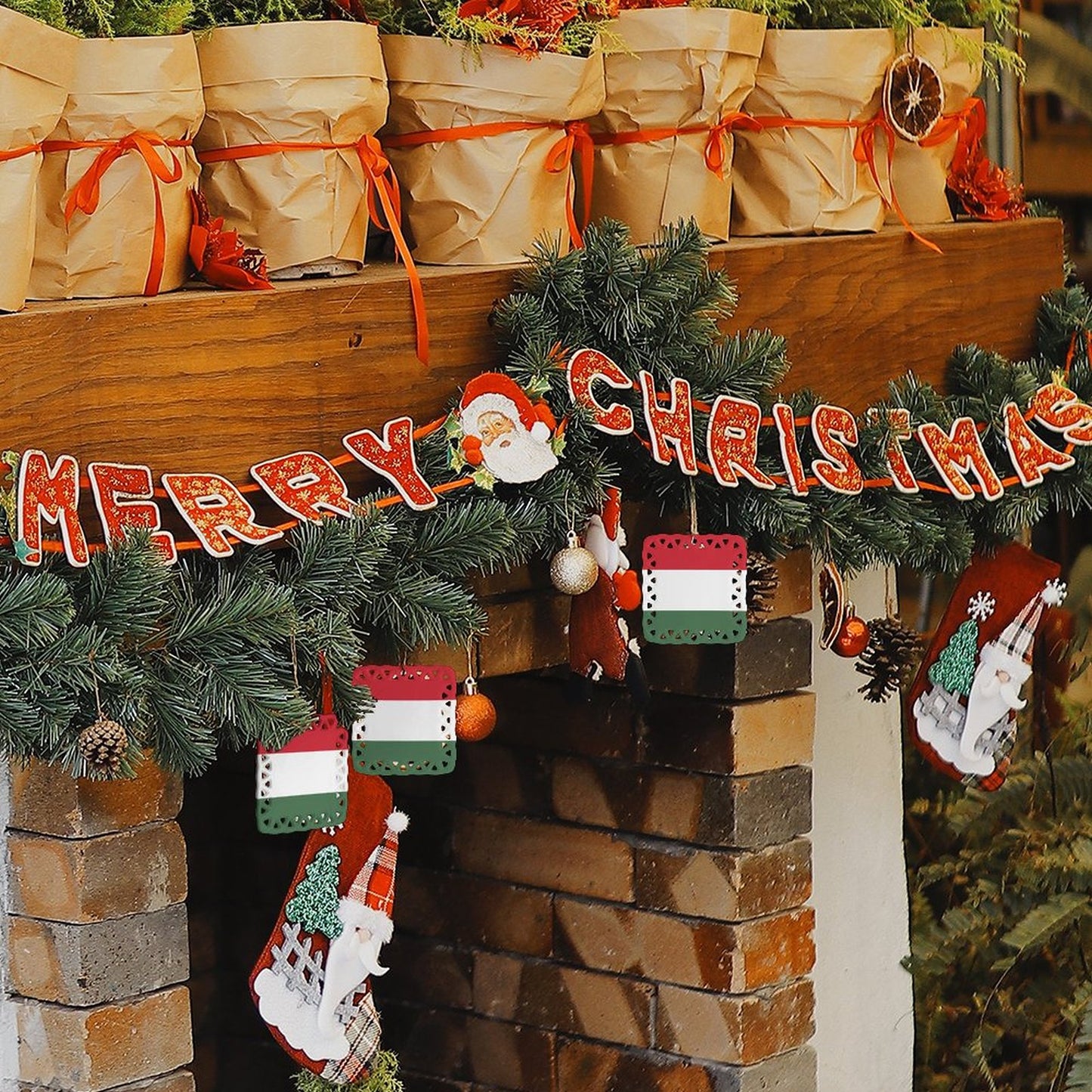 Hungary Flag Inspired Square Ceramic Ornament Made in the USA