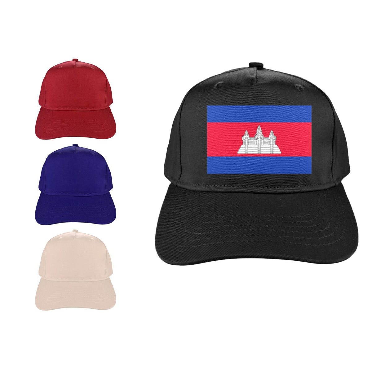 Cambodia Flag Inspired Baseball Cap | Printed in the  USA