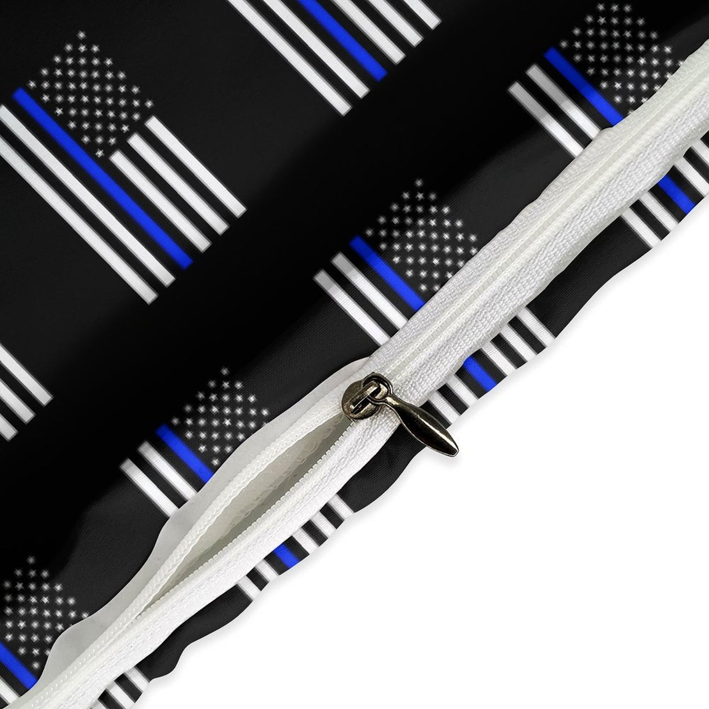 Thin Blue Line Flag Inspired 3-Piece Bedding Set (1 Duvet Cover + 2 Pillow Shams) – 102"×90"