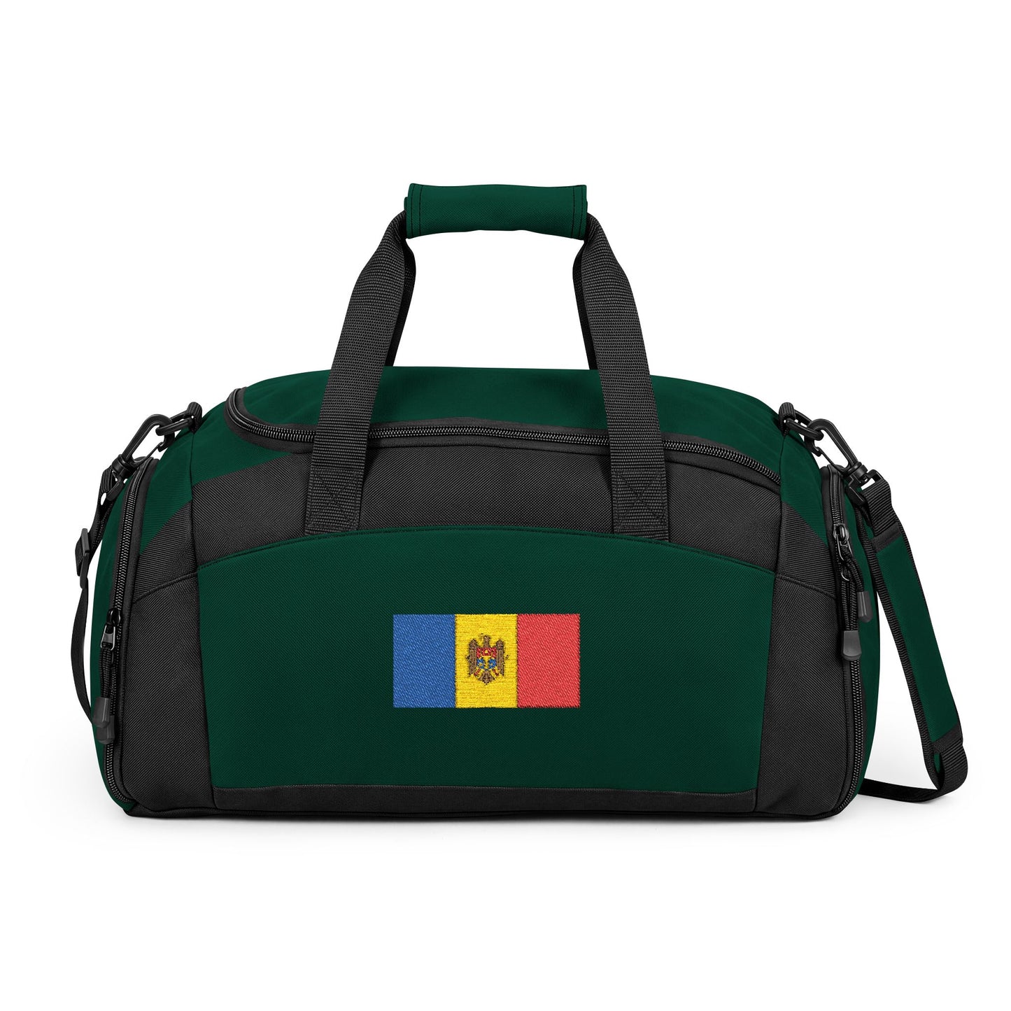 Moldova Flag Gym Bag — Black Duffle with Embroidered Moldova Flag