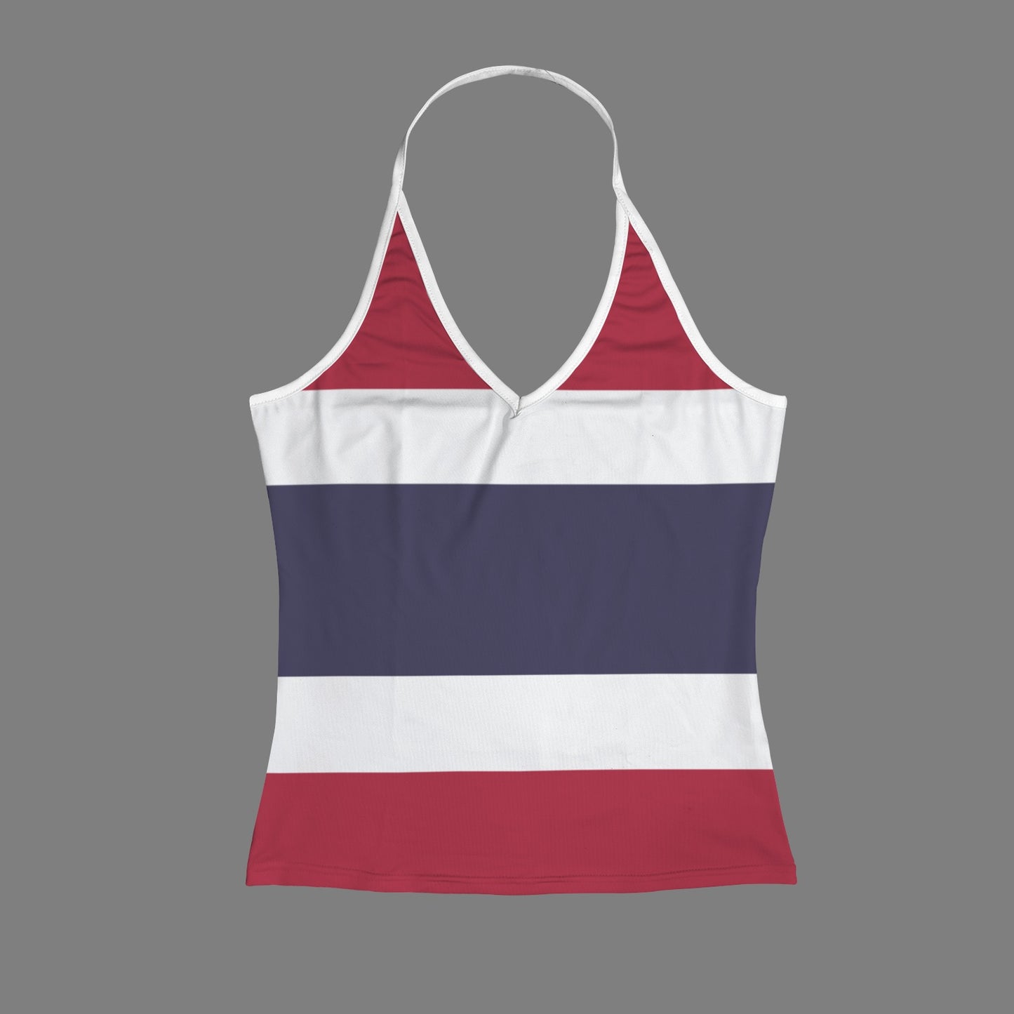 Thailand Flag Inspired V-neck Halter Open Back Tank Top