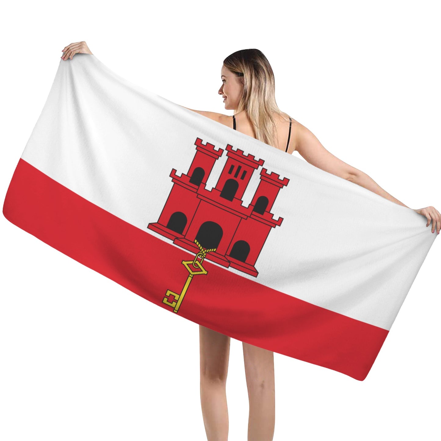 Gibralter Flag Inspired Custom Bath Towel 29"x58"(Made in USA)