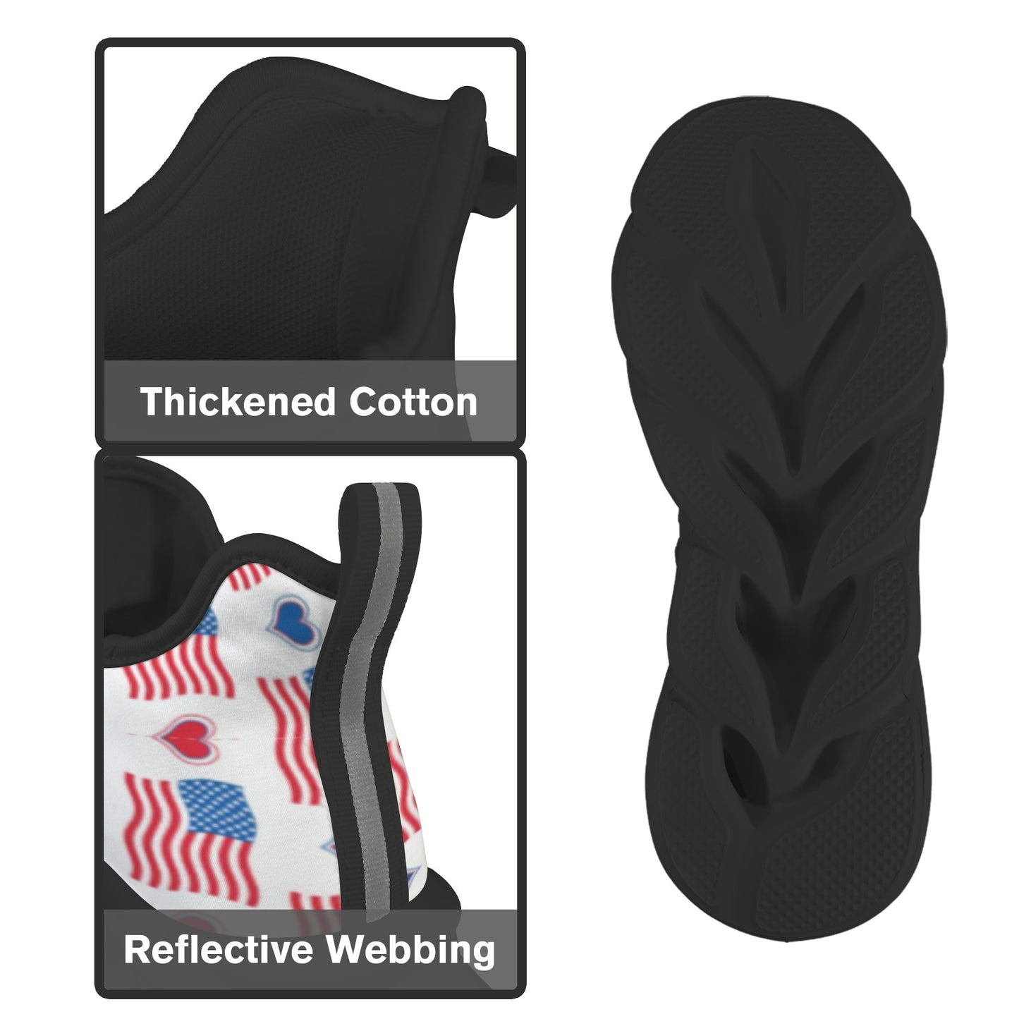 USA/American Flag Inspired Flag and Hearts Pattern Men's Twisted Sole Sneakers