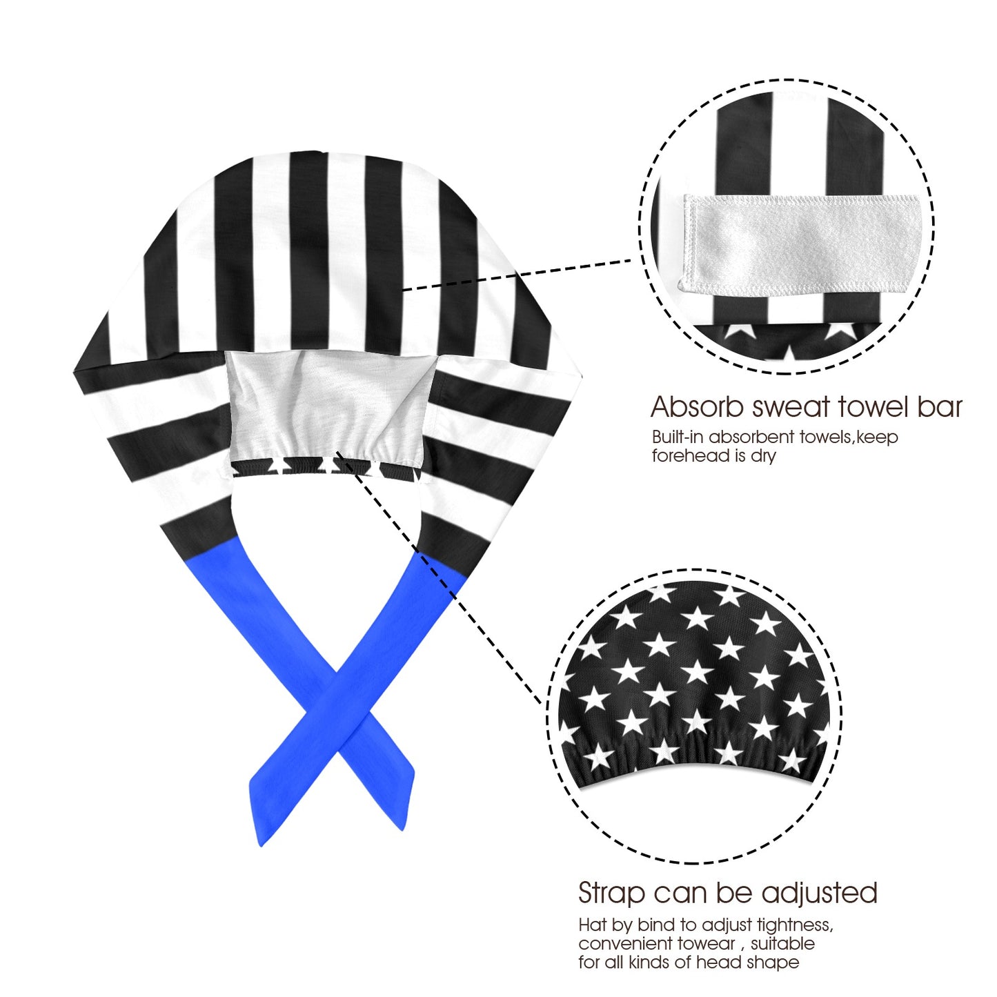 Thin Blue Line Flag Inspired Scrub Cap | Ships from USA