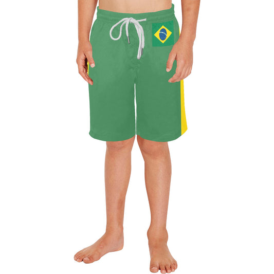 Brazil Flag Inspired Boys Beach Shorts (style-2)