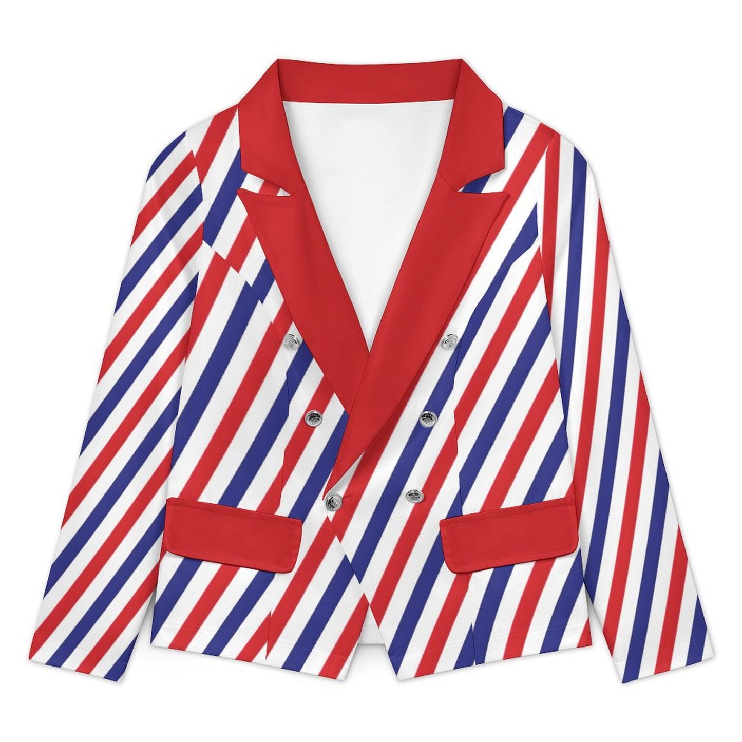 USA/American Flag Inspired Striped Pattern Women’s Double Breasted Blazer