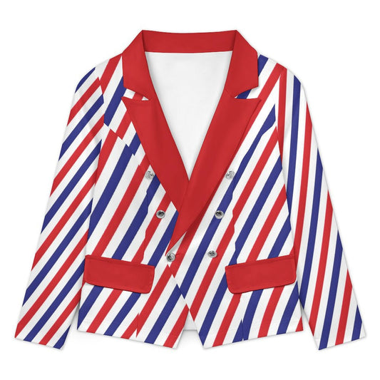 USA/American Flag Inspired Striped Pattern Women’s Double Breasted Blazer