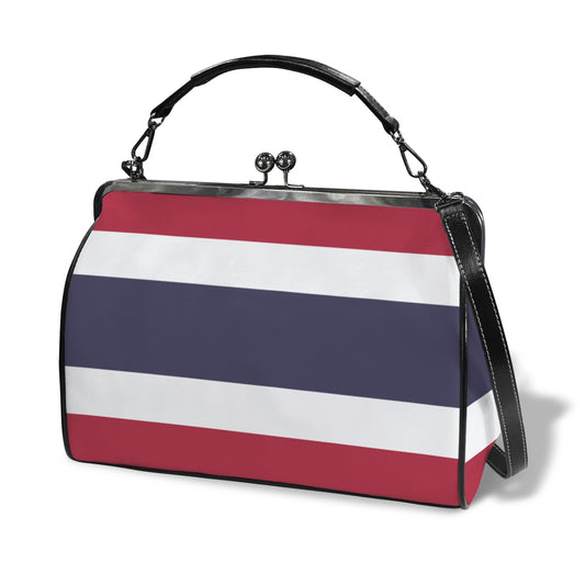 Thailand Flag Inspired Kisslock Crossbody Shoulder Bag-Large