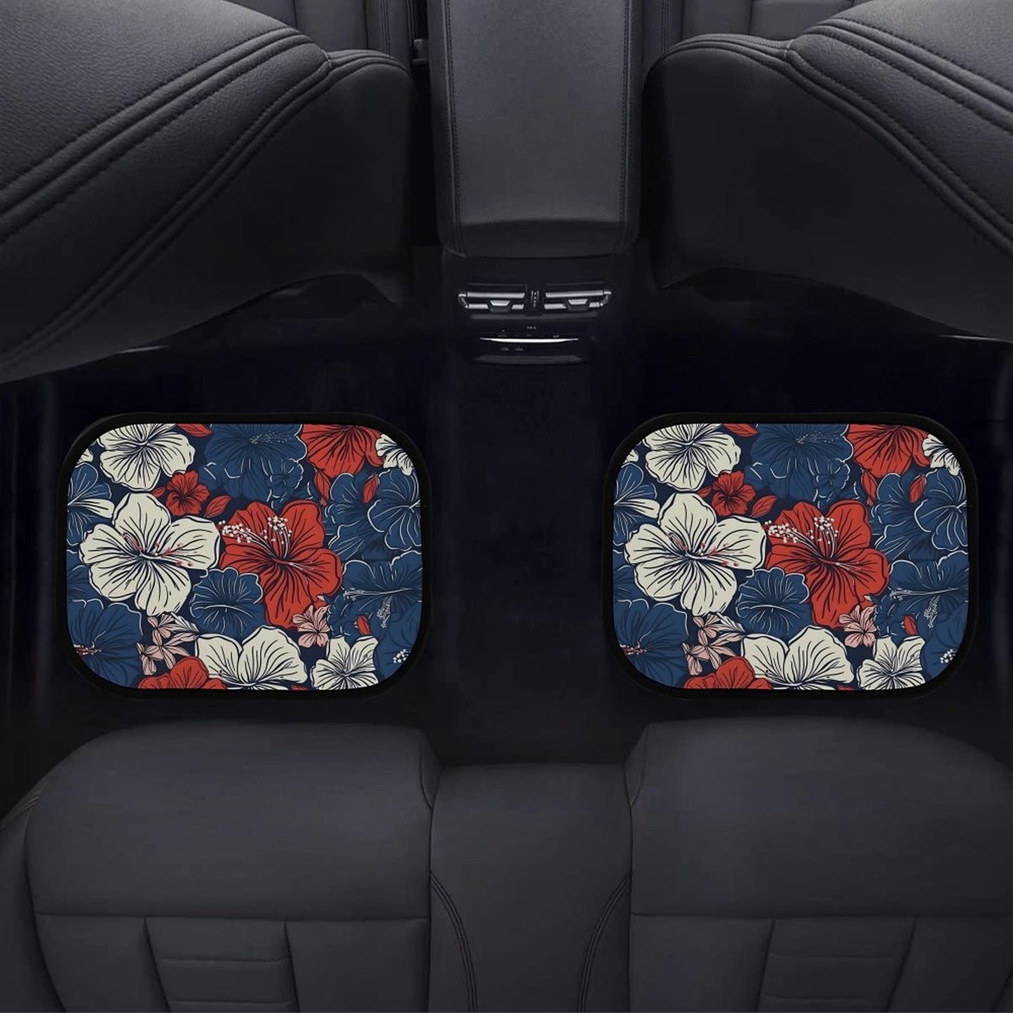 USA/American Flag Inspired Hawaiian Floral Pattern Car Floor Mats(4pcs)
