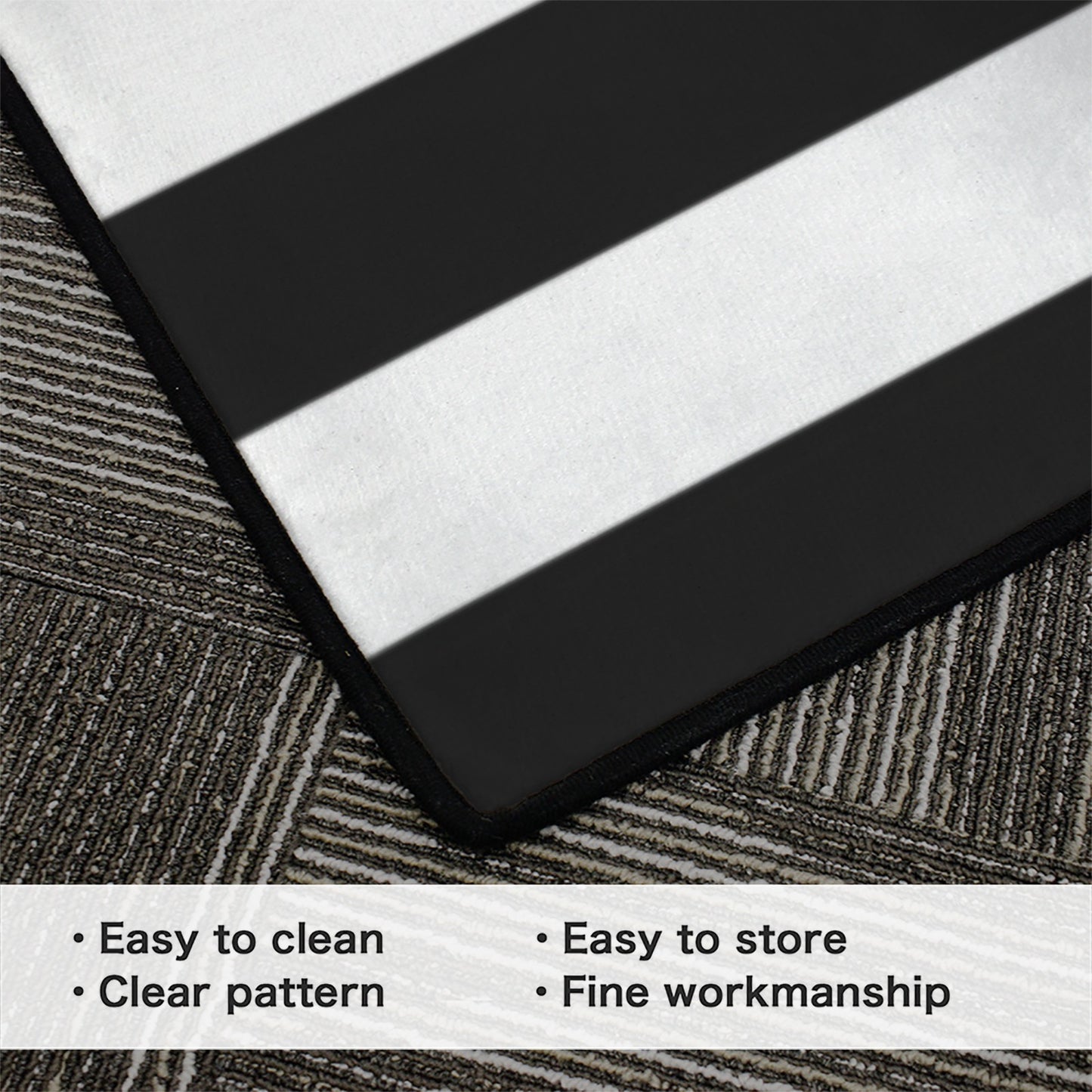 Thin Blue Line Flag Inspired 84x60 Inch Area Rug with Black Binding (Made in the USA)