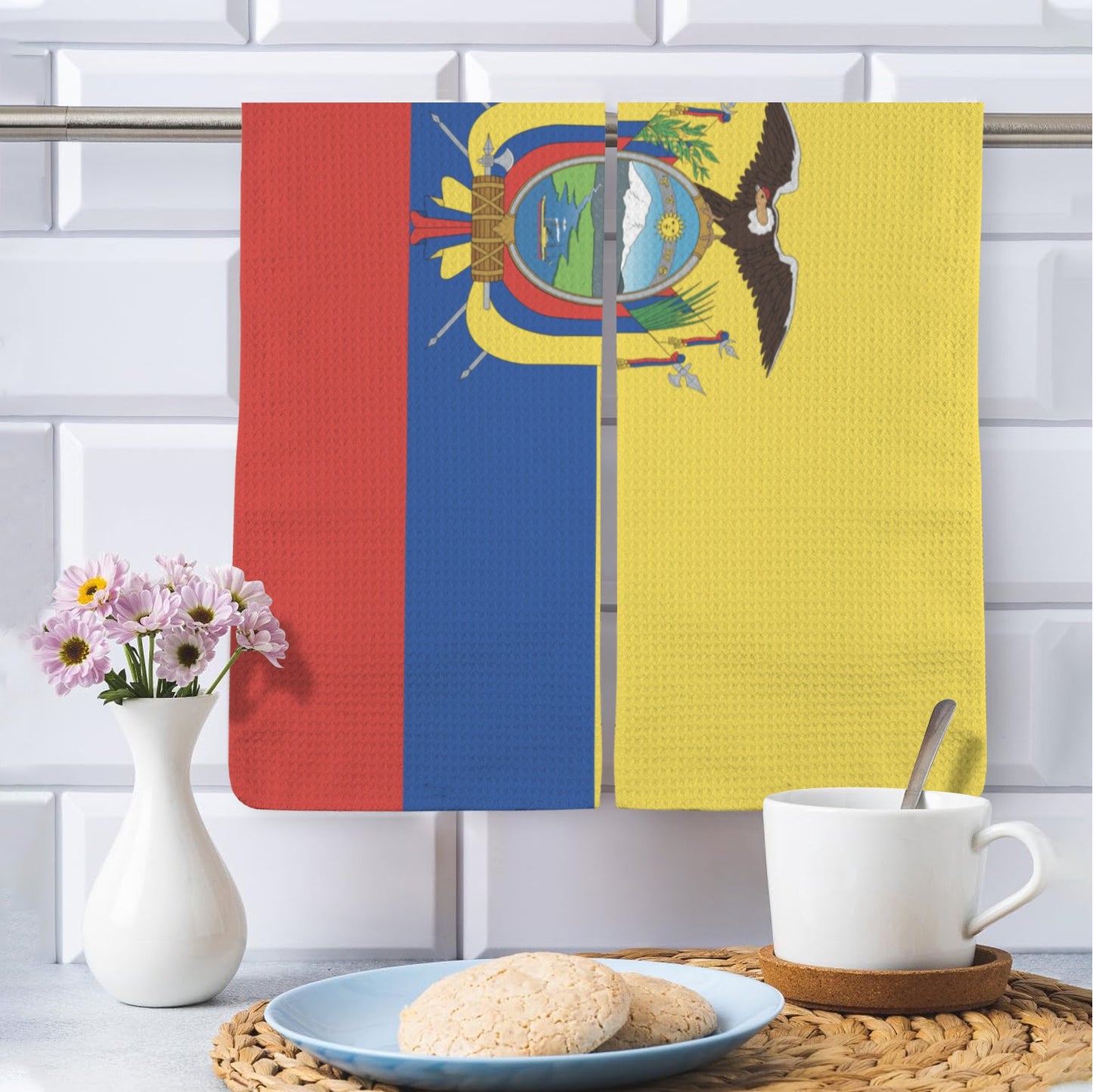 Ecuador Flag Inspired Kitchen Towel 40X60cm (Pack of 2) (Made in the USA)