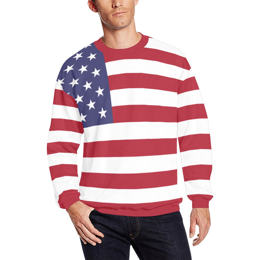 USA/American Flag Inspired Men’s Fuzzy Sweatshirt Made in USA