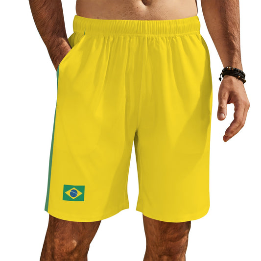 Brazil Flag Inspired Men’s Draw String Pocket Beach Shorts Printed in the USA
