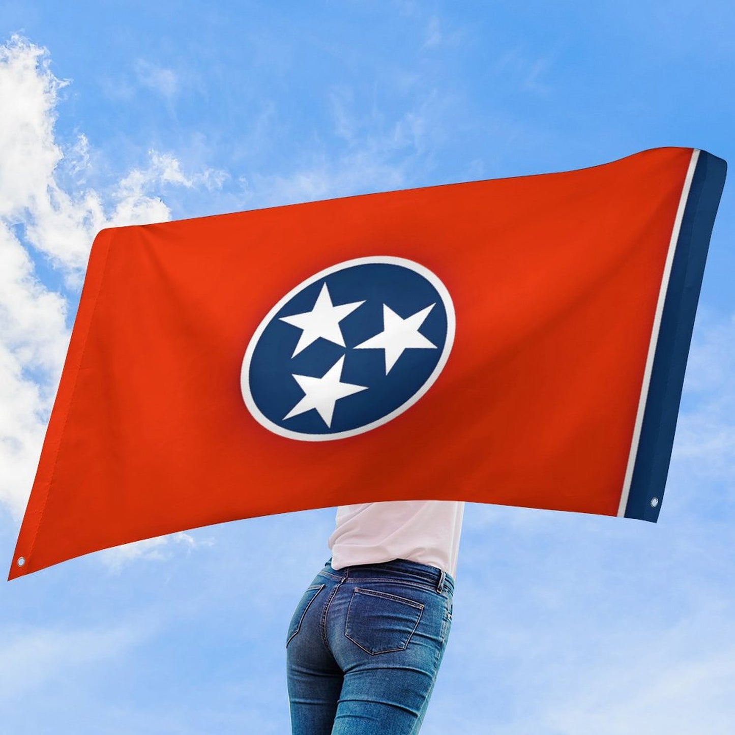 Tennessee Flag Inspired Wall Mount Flag with Four Grommets (35x59 in)