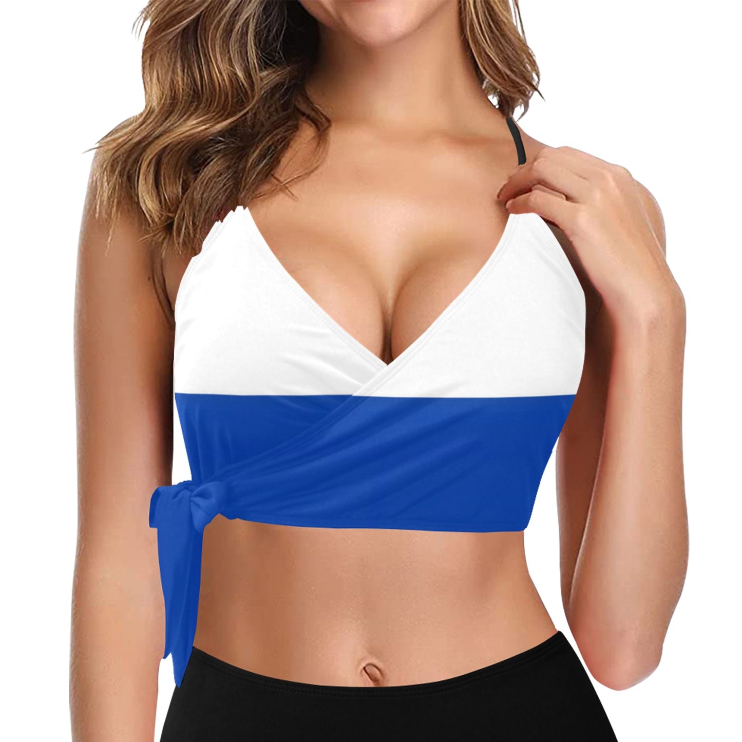 Russia Flag Inspired Knot Side Bikini Top