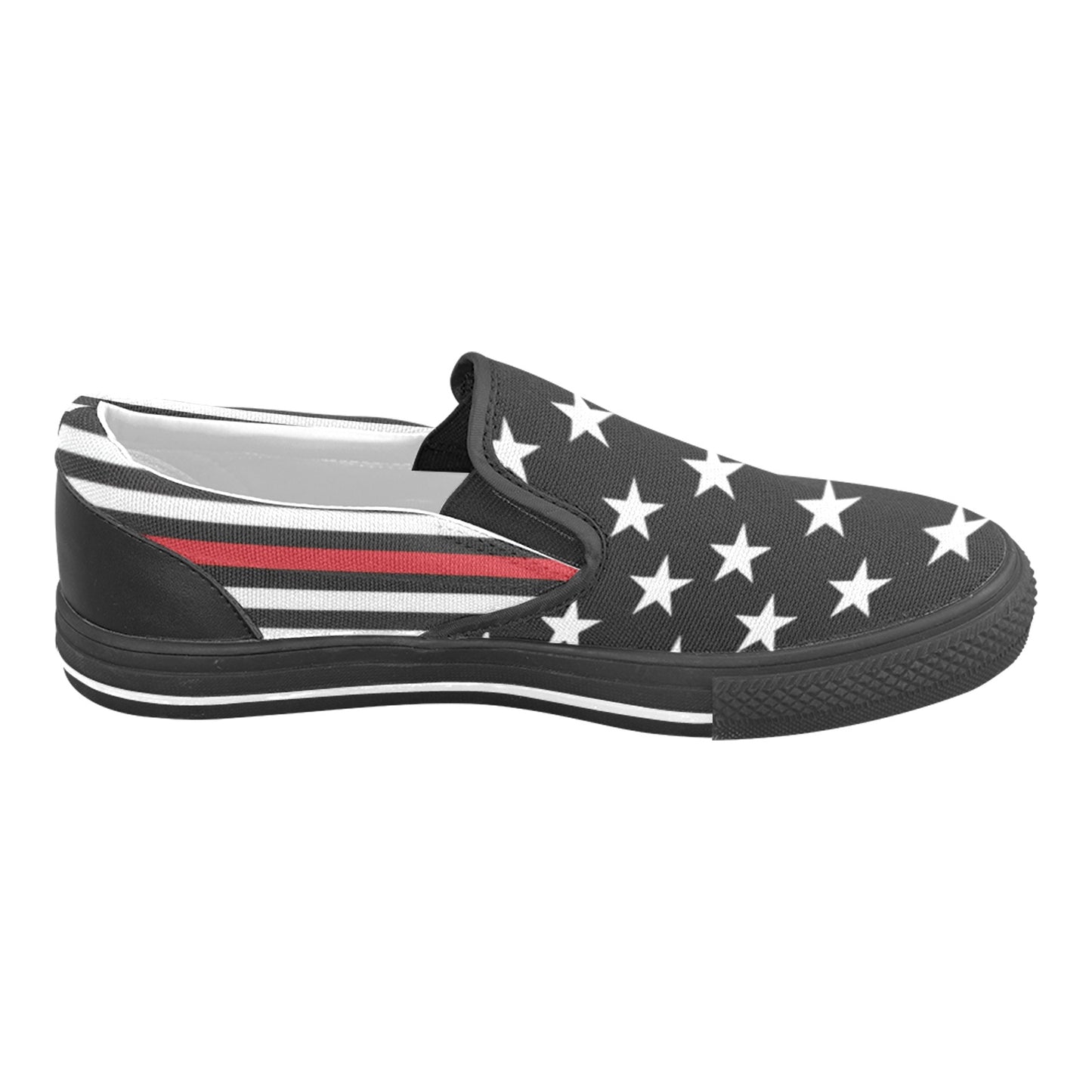 Thin Red Line Flag Inspired Slip-on Canvas Kid's Shoes
