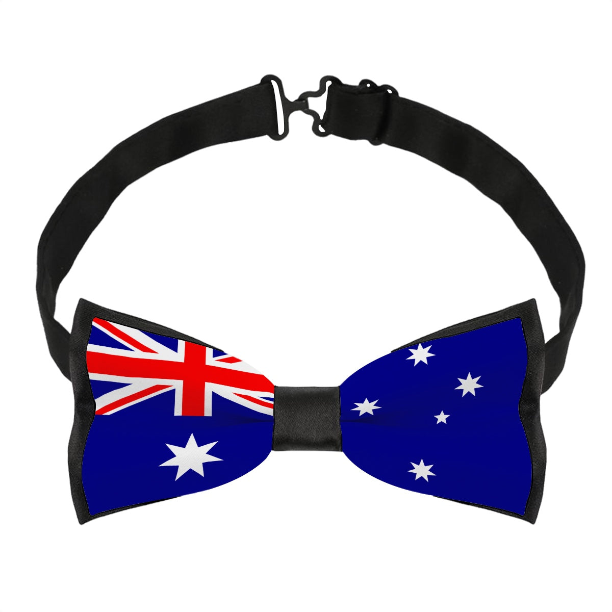 [Brand] bowtie featuring Australian flag design, navy and red.