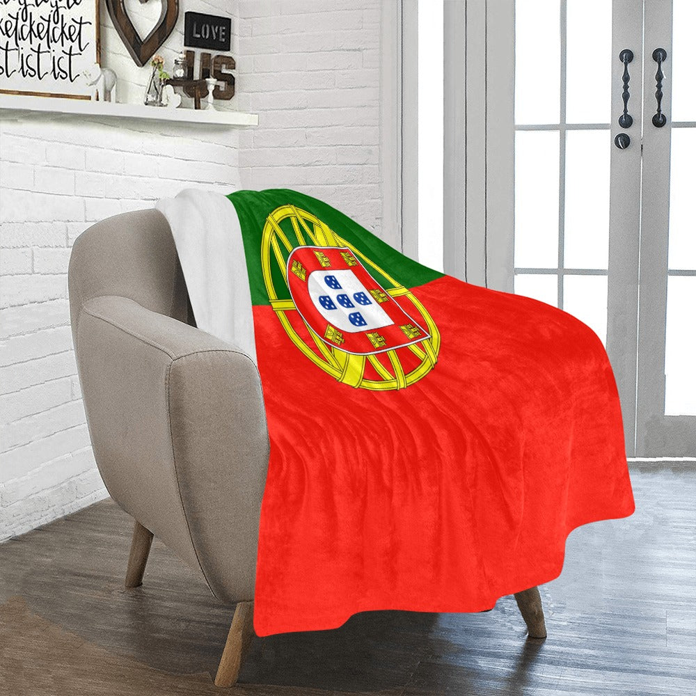 Cozy chair with Portugal flag throw by Luv My Flag.