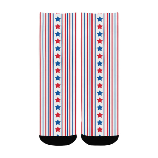 USA/American Flag Inspired Stars and Stripes Pattern Kid's Custom Socks (Made in the USA)