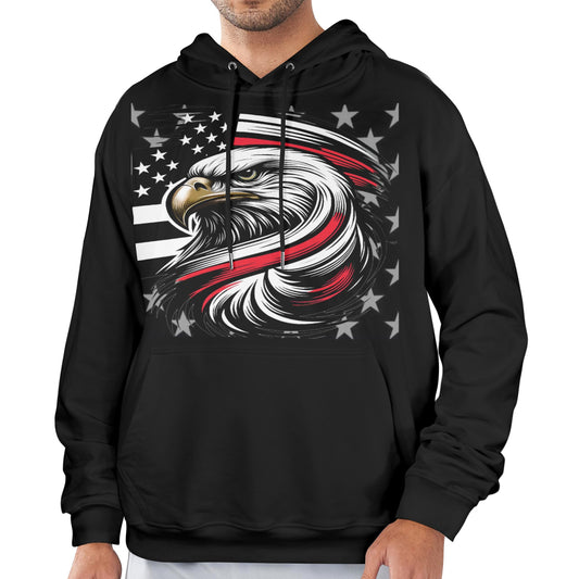 Thin Red Line Flag Inspired Eagle Men's Hoodie (Made in the USA)