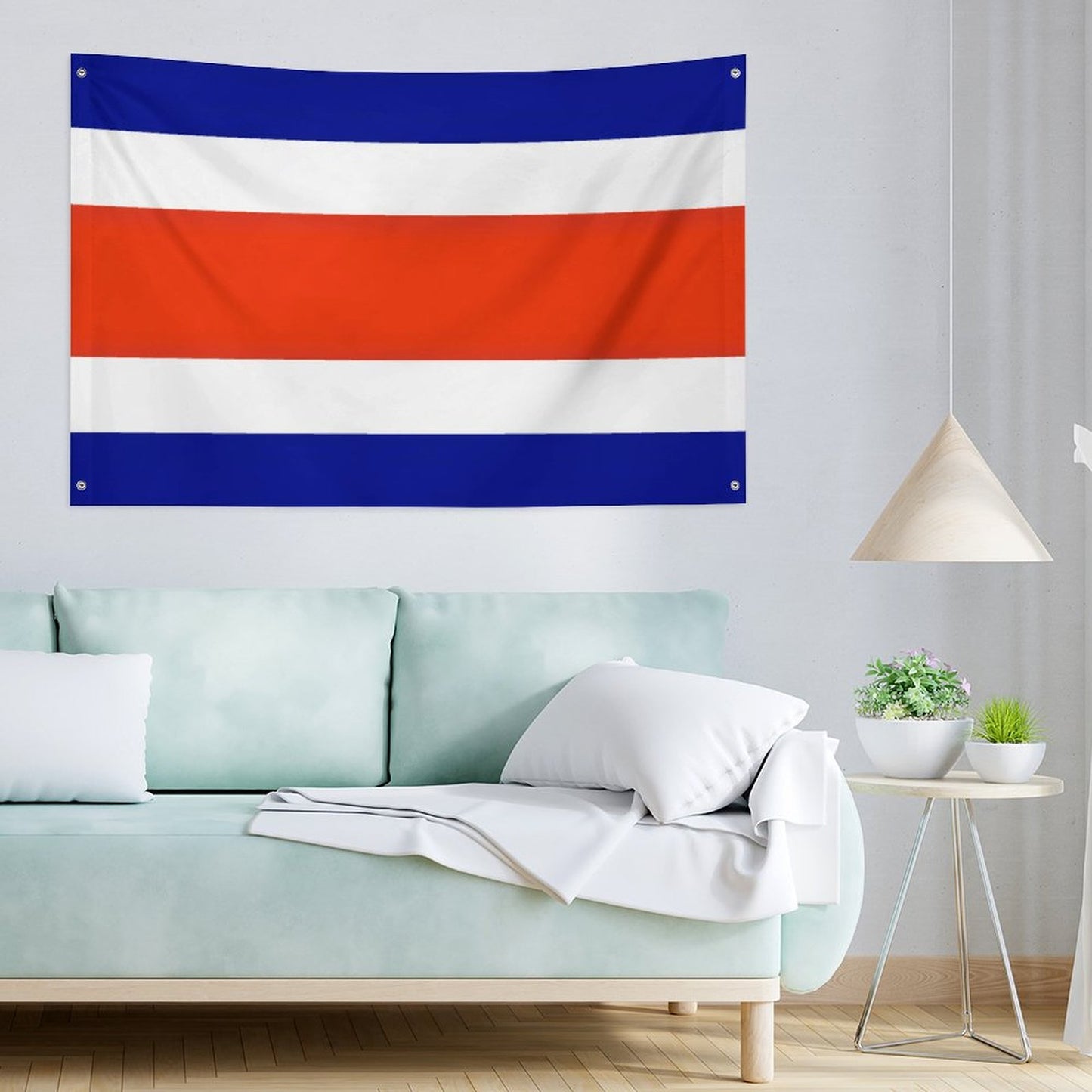Costa Rica Flag Inspired Wall Mount Flag with Four Grommets (35x59 in)