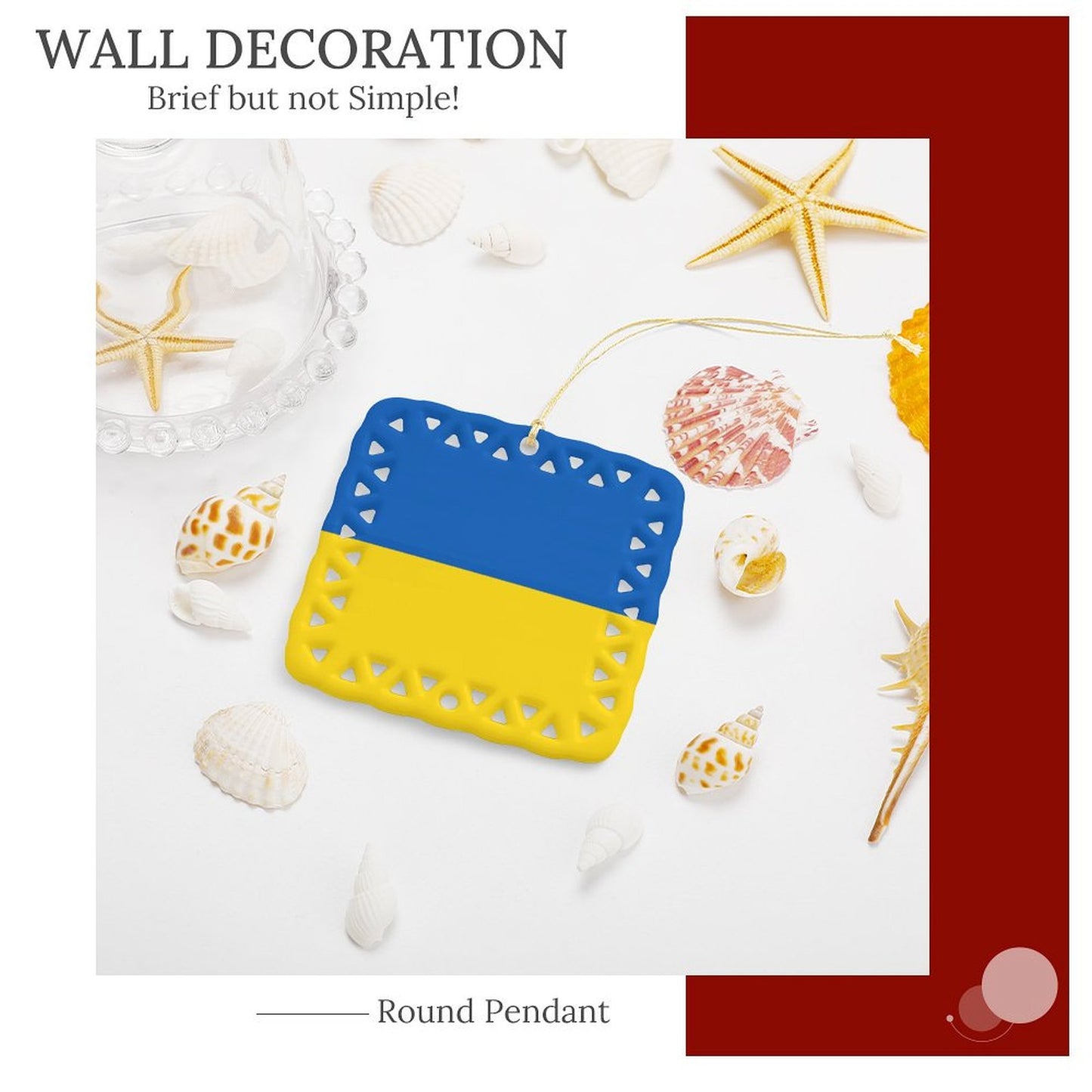 Ukraine Flag Inspired Square Ceramic Ornament Made in the USA