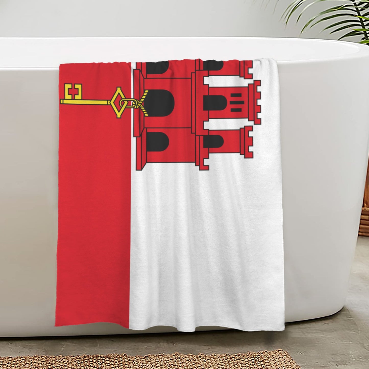 Gibralter Flag Inspired Custom Bath Towel 29"x58"(Made in USA)