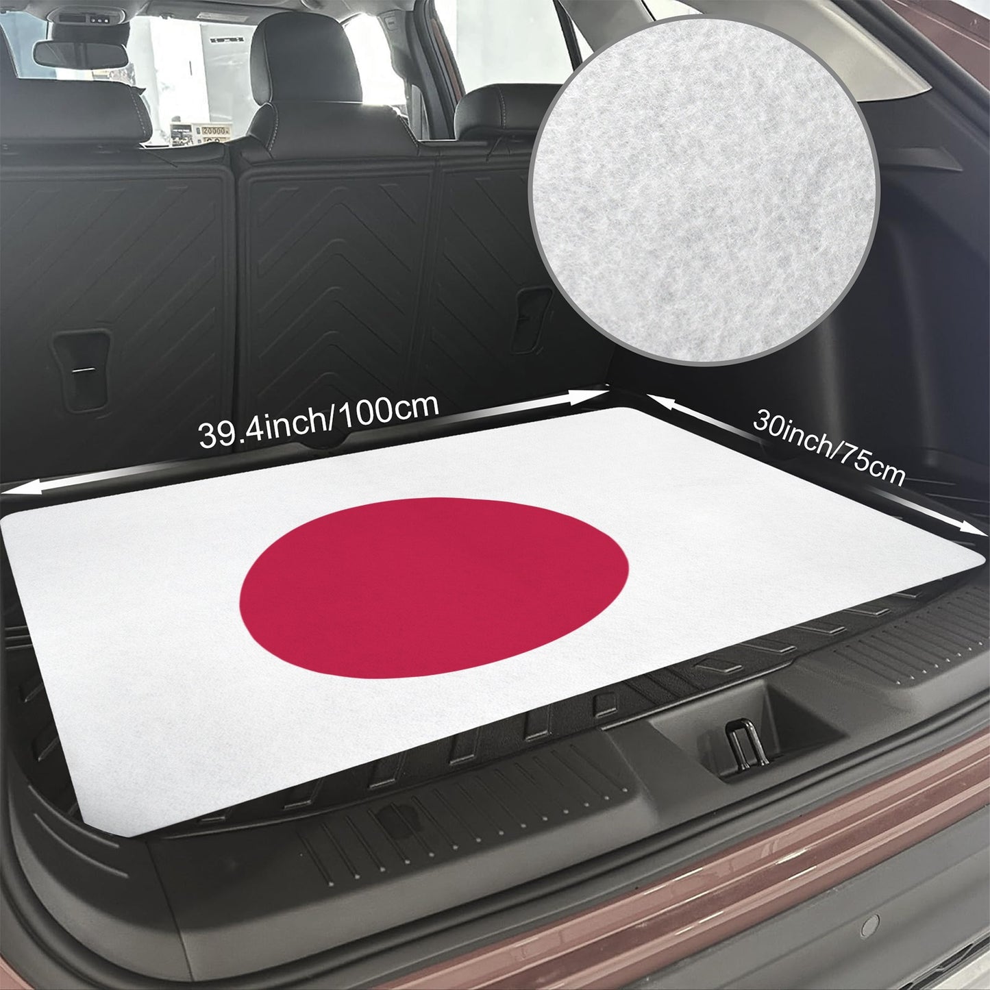 Japan Flag Inspired Car Trunk Mat 100 × 75 cm / 39.4 × 30 in Printed in the USA