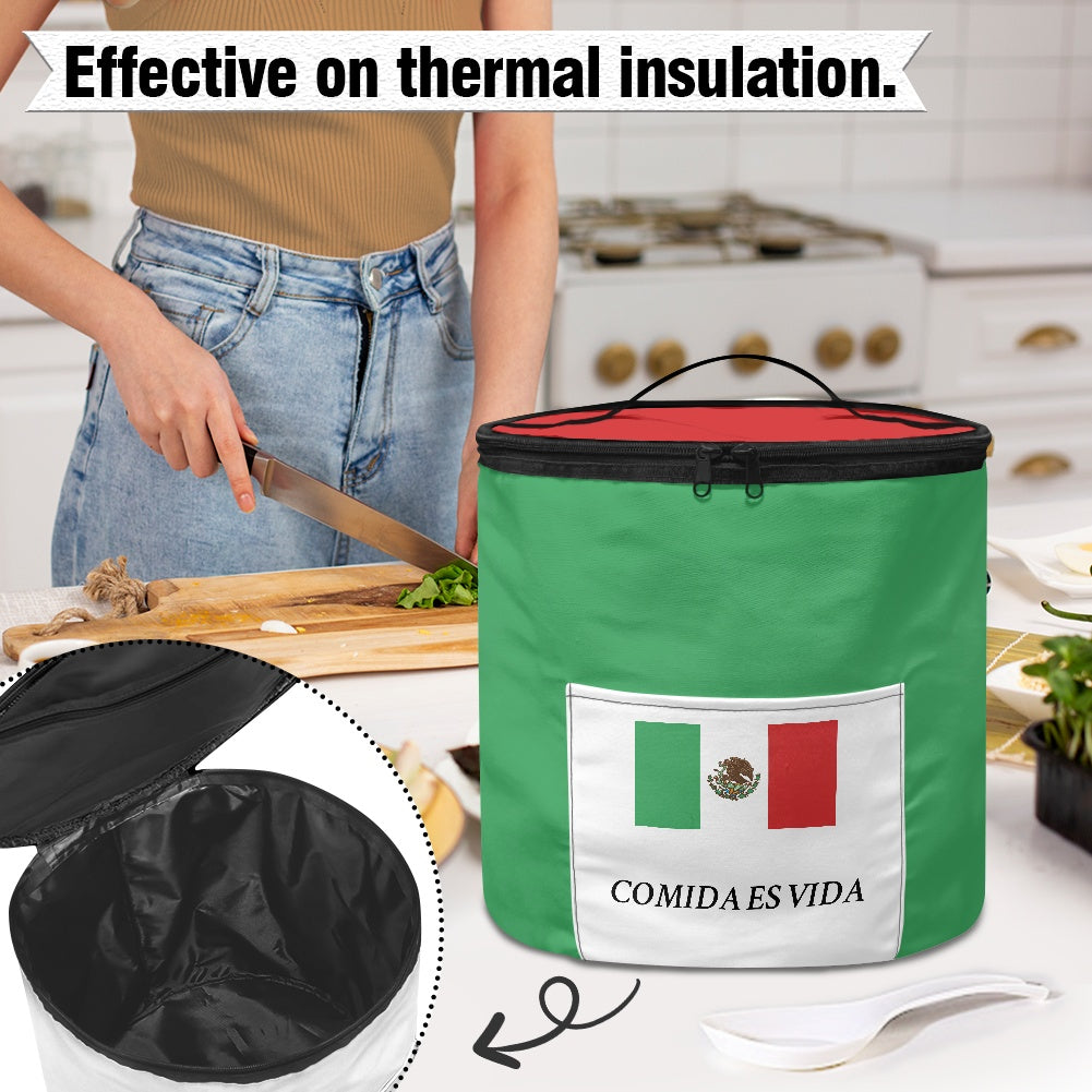 Mexico Flag Inspired "COMIDA ES VIDA" Electric Pressure Cooker Insulation Bag
