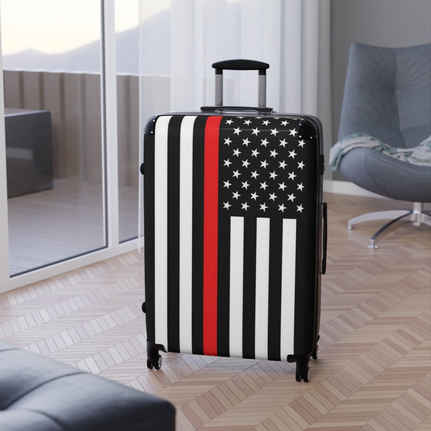 Thin Red Line Flag Suitcase
