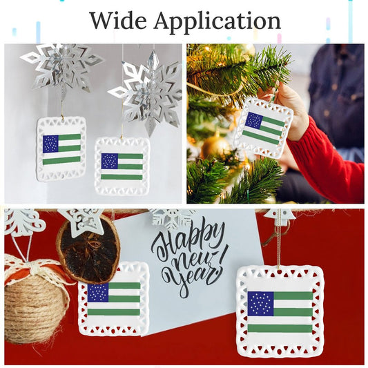 NYPD Flag Inspired Square Ceramic Ornament Made in the USA