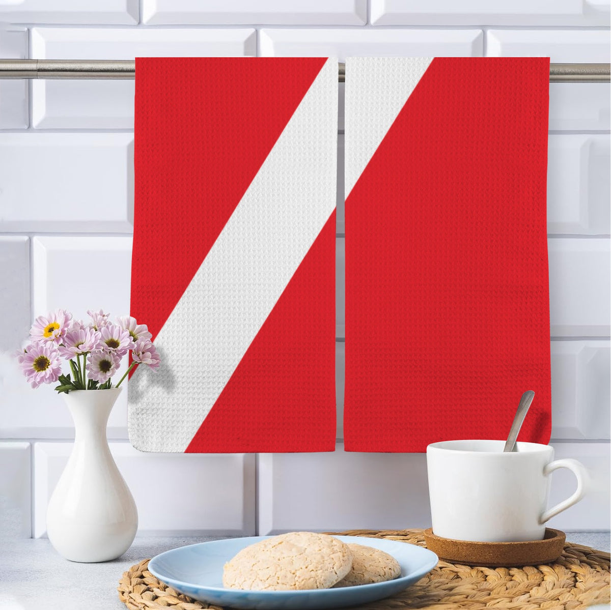 Diver Down Flag Inspired Kitchen Towel 40X60cm (Pack of 2) | Printed In the USA