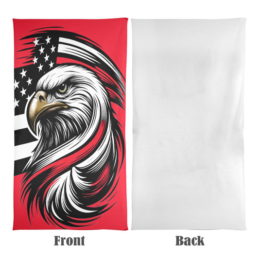 Thin Red Line Flag Inspired Eagle Beach Towel 31"x71" (Made in USA)