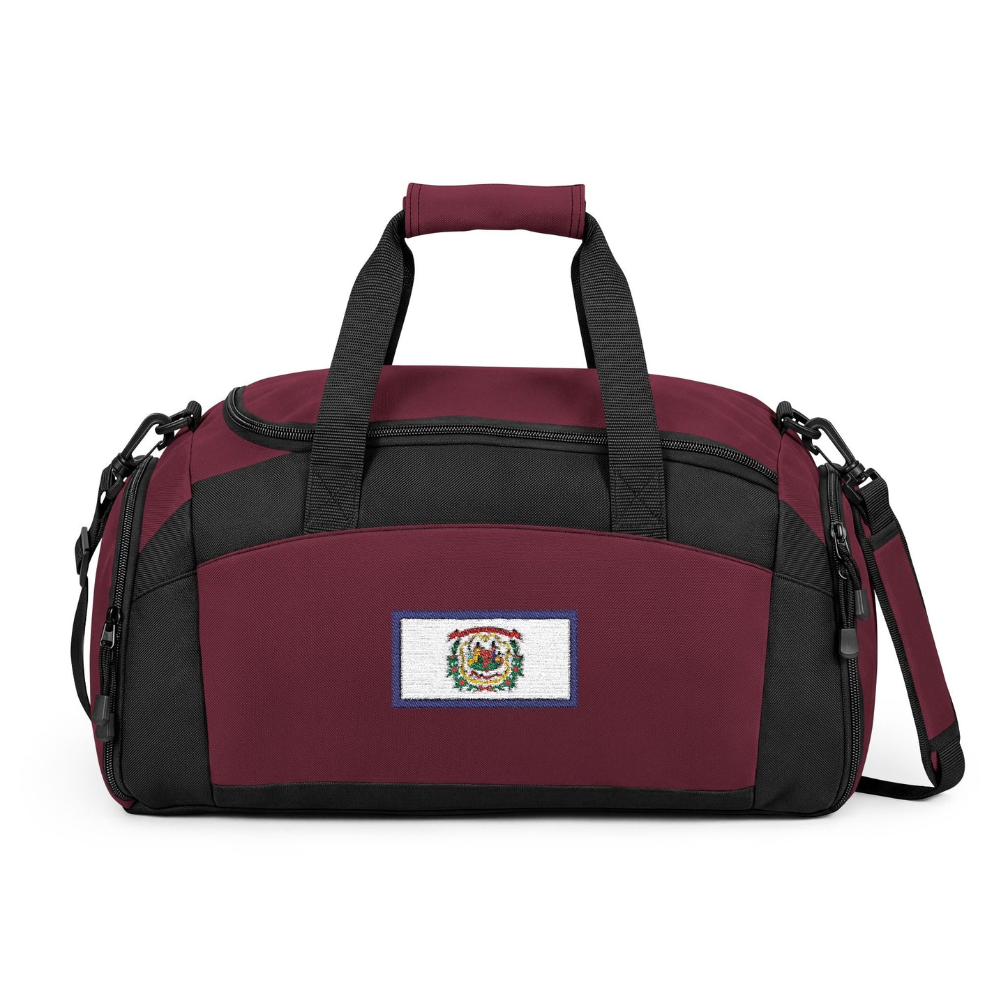 West Virginia Flag Gym Bag — Black Duffle with Embroidered West Virginia Flag