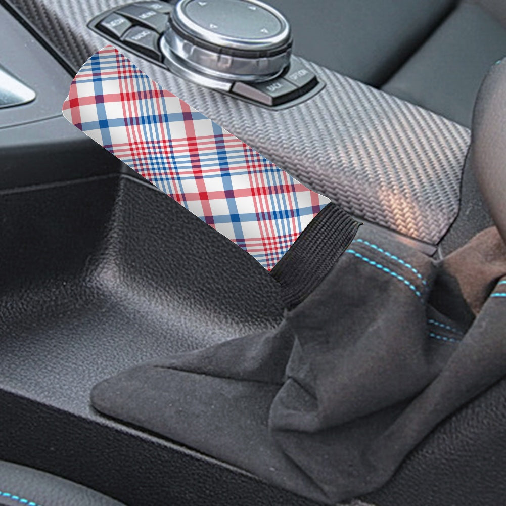USA/American Flag Inspired Plaid Pattern Gear Lever Cover+Hand Brake Cover