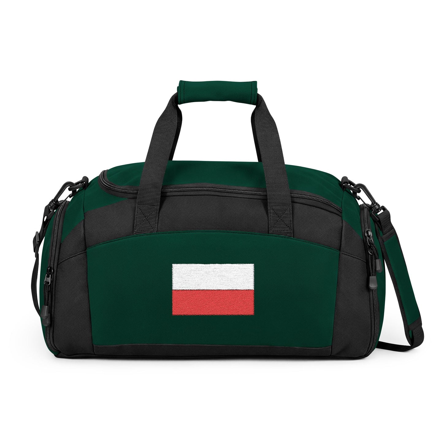 Poland Flag Gym Bag — Black Duffle with Embroidered Poland Flag