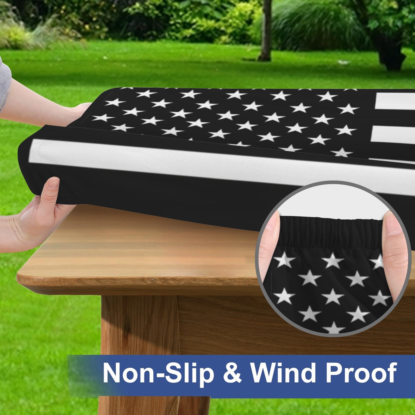 Thin Blue Line Flag Picnic Table Cover (72" x 30") (Made in the USA)