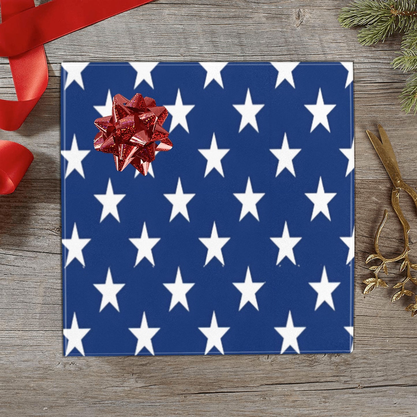 USA/American Flag Stars Custom Gift Wrapping Paper 58"x 22.5" (4 Rolls)