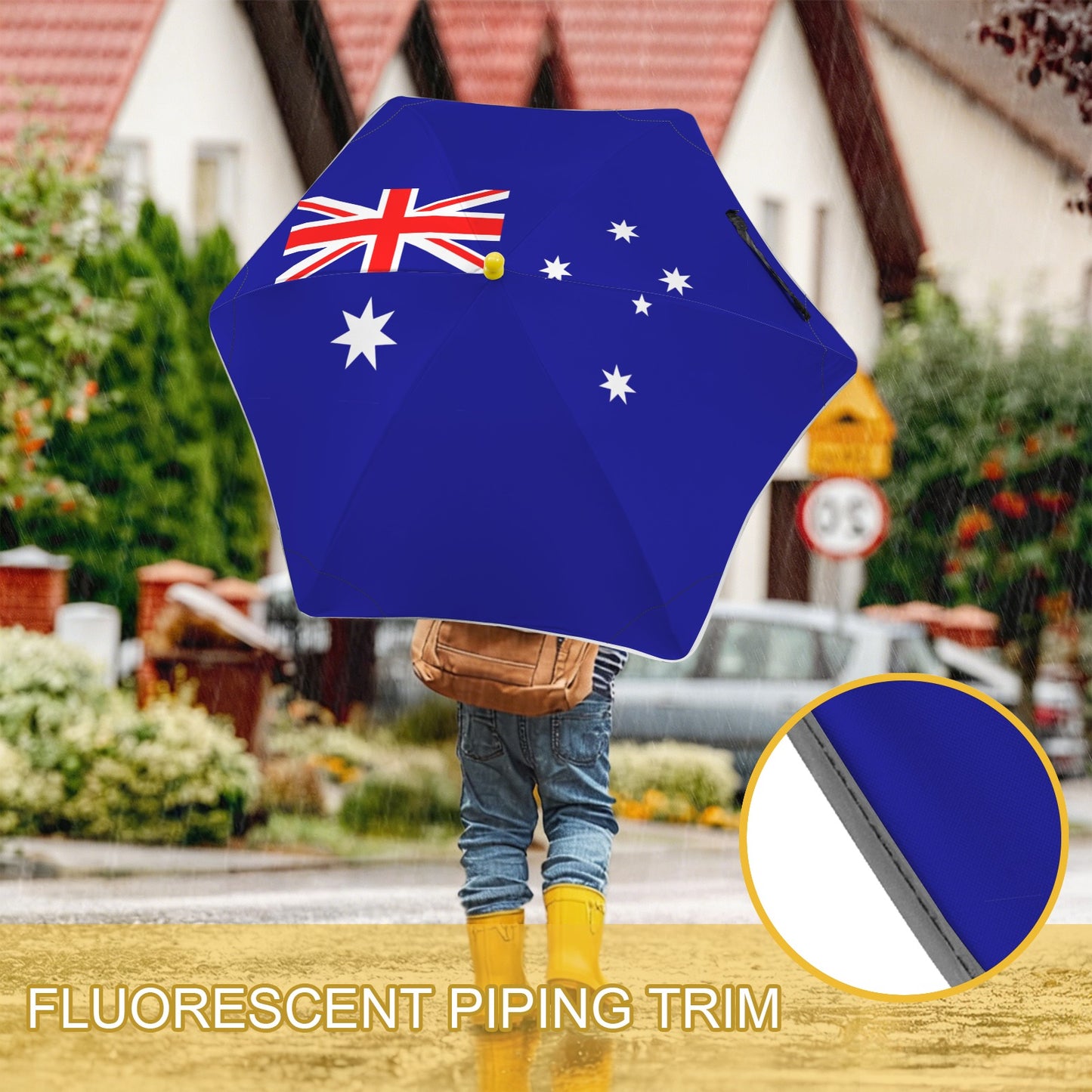 Australia Flag Inspired Kids Safe Round Corner Umbrella