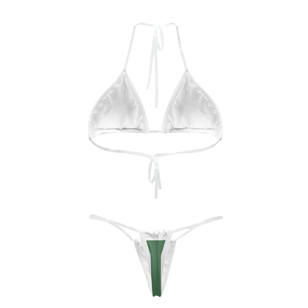 White and green bikini set by [Brand], minimalist design.