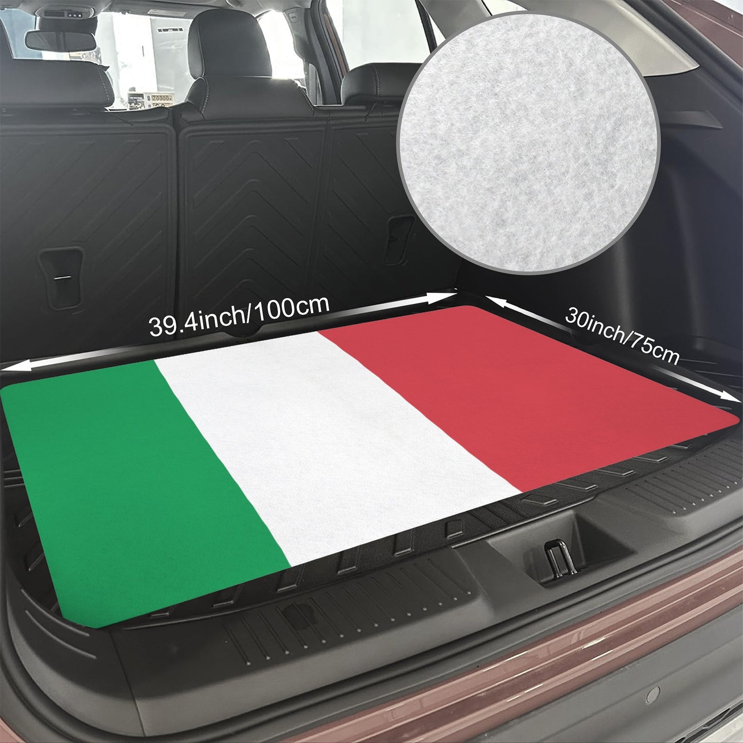 Italy Flag Inspired Car Trunk Mat 100 × 75 cm / 39.4 × 30 in Printed in the USA