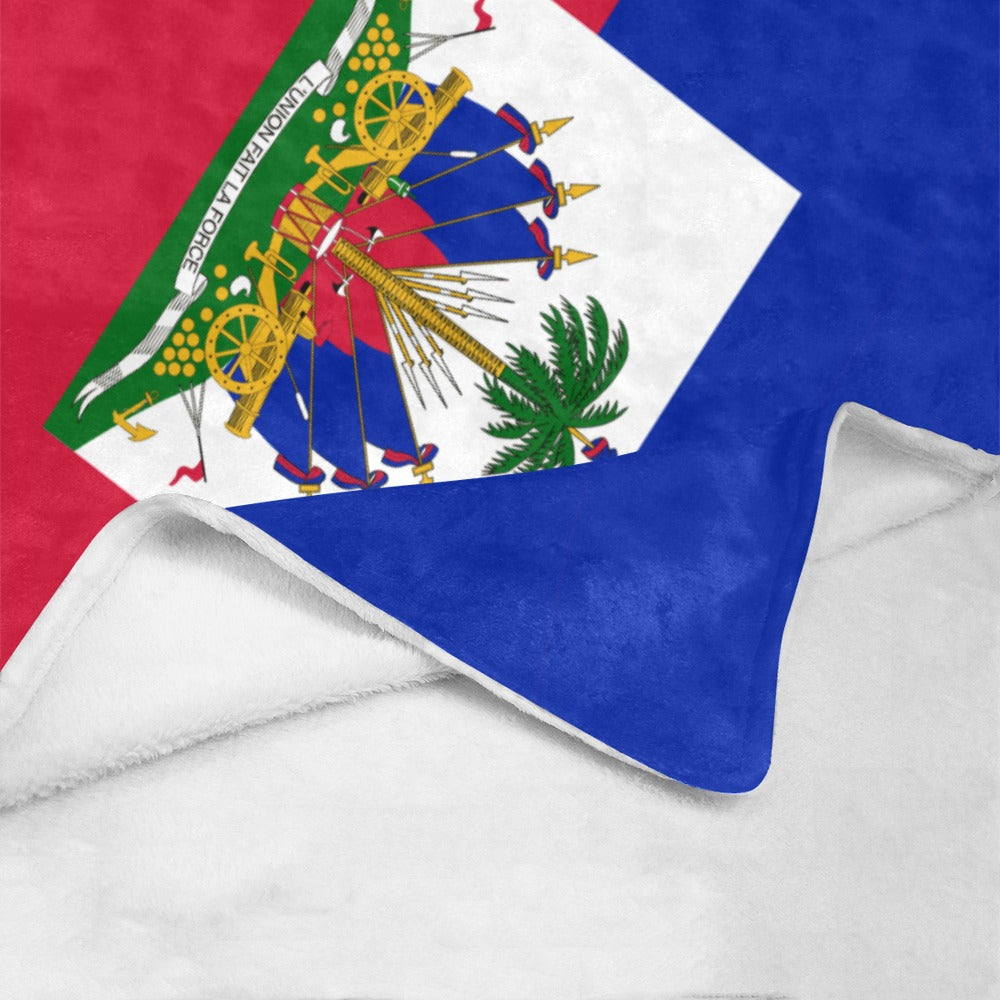 Cozy blanket featuring Haiti flag design by Luv My Flag.