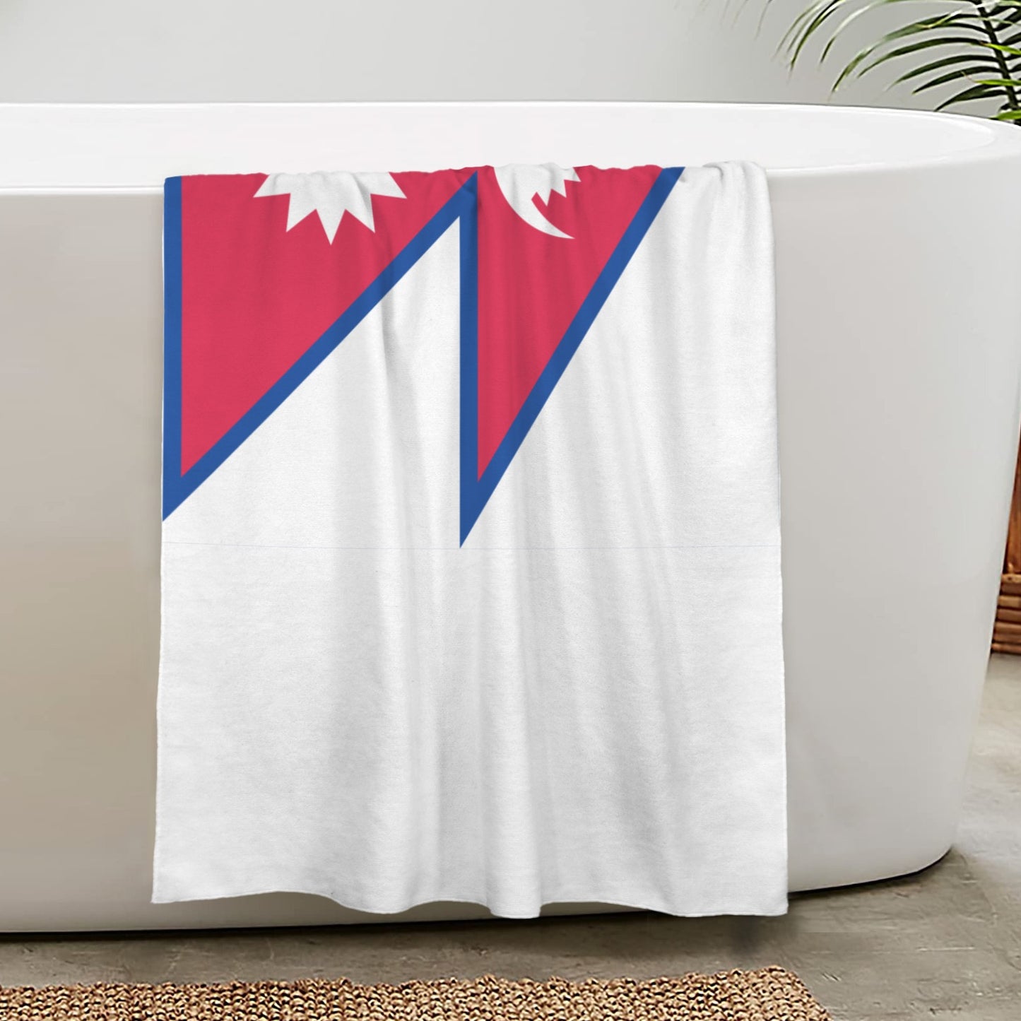Nepal Flag Inspired Custom Bath Towel 29"x58"(Made in USA)