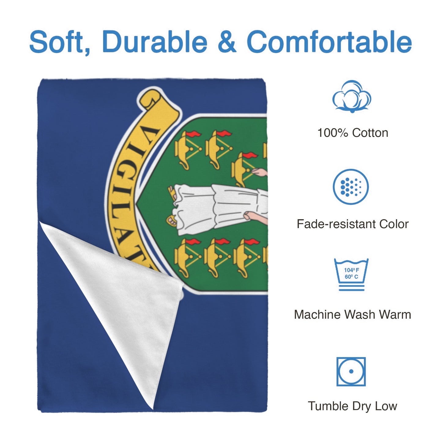 Virgin Islands Flag (British) Flag Inspired Custom Bath Towel 29"x58"(Made in USA)