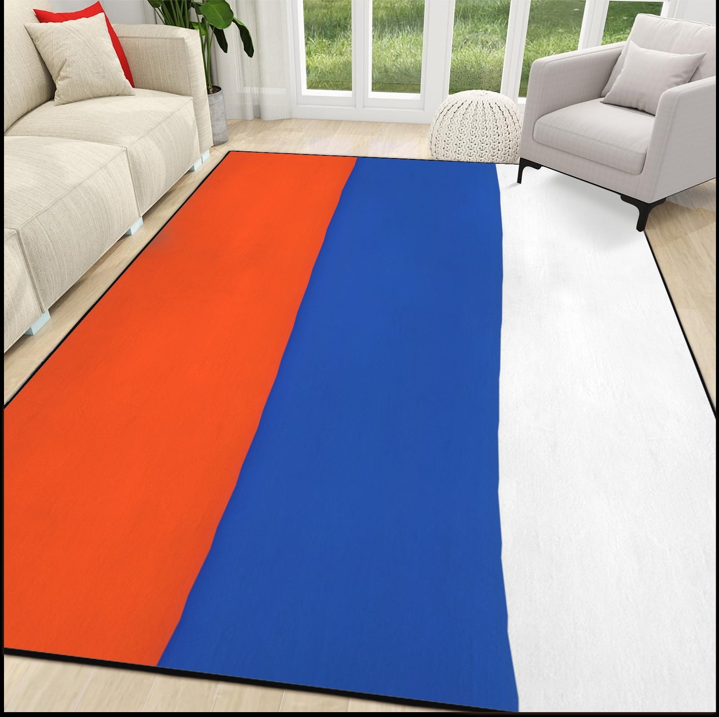 Russia Flag Inspired 84x60 Inch Area Rug with Black Binding (Made in the USA)