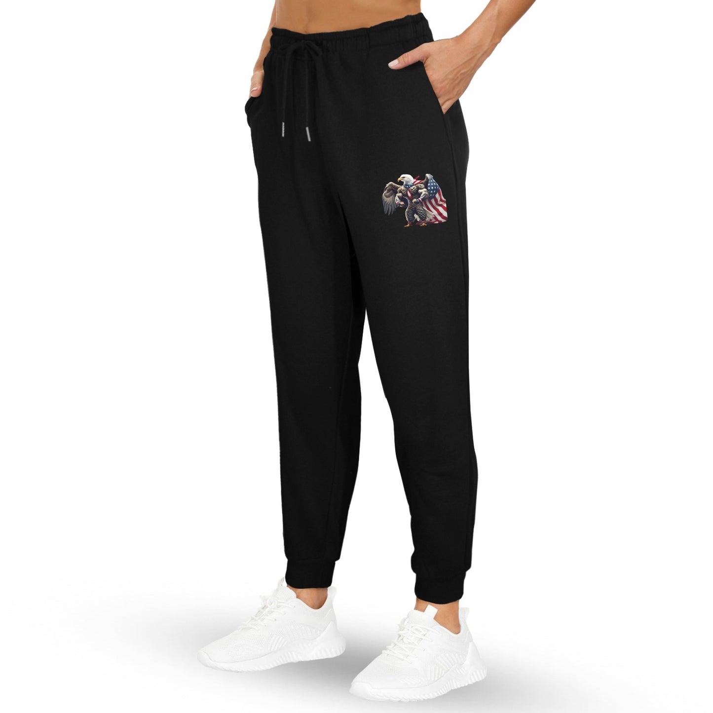 USA/American Flag Inspired Eagle with Cape Unisex Fleece Sweatpants (Left Printing) | Ships from USA