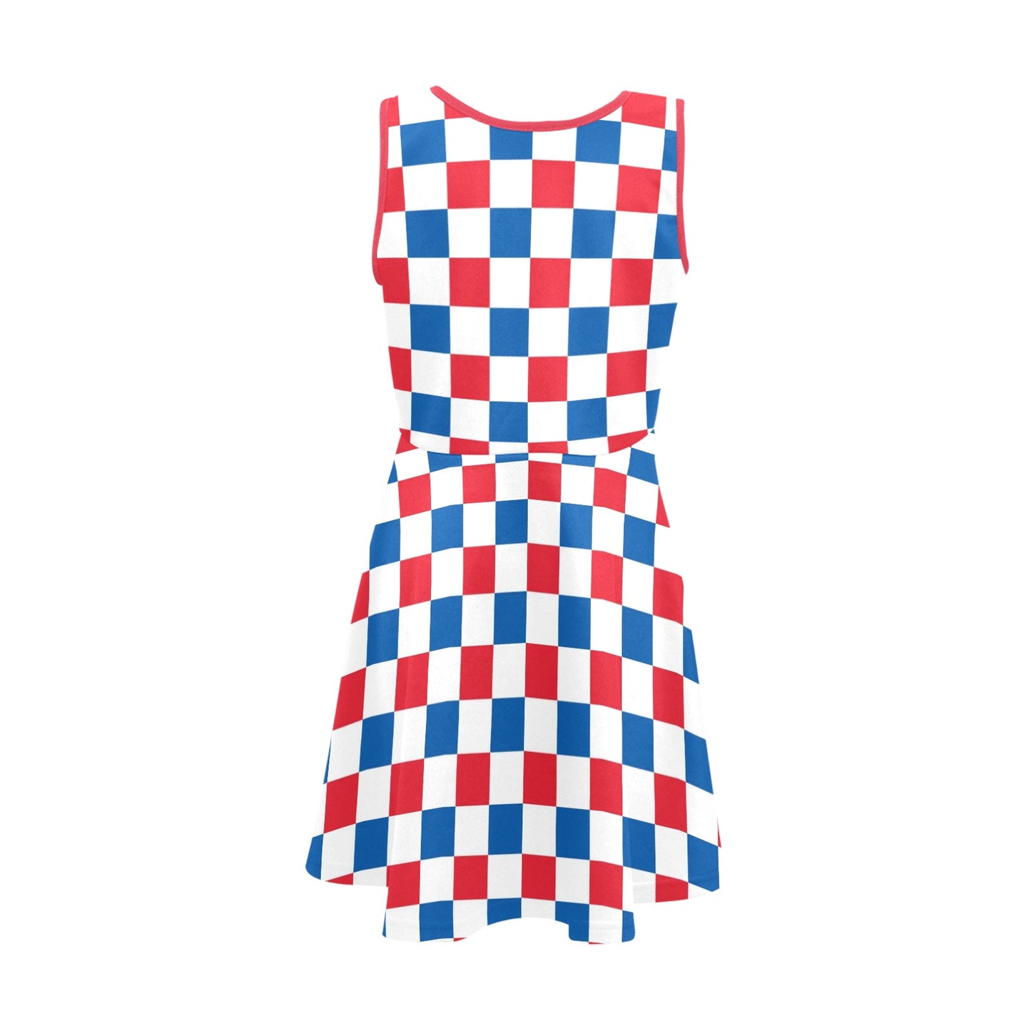 USA/American Flag Inspired Checkered Pattern Girls' Sleeveless Sundress | Ships from USA